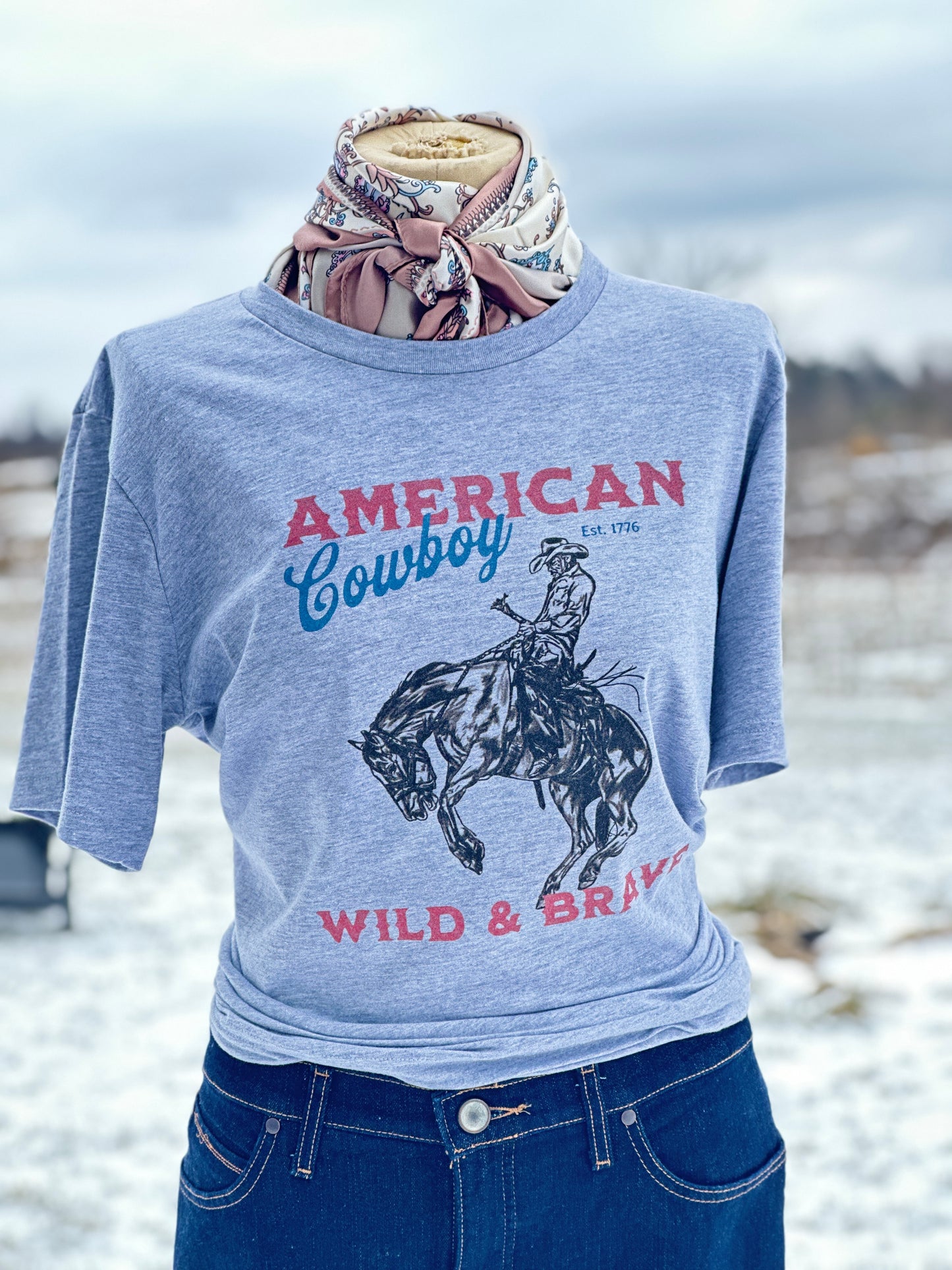 Vintage American Cowboy: Wild & Brave Graphic T-shirt