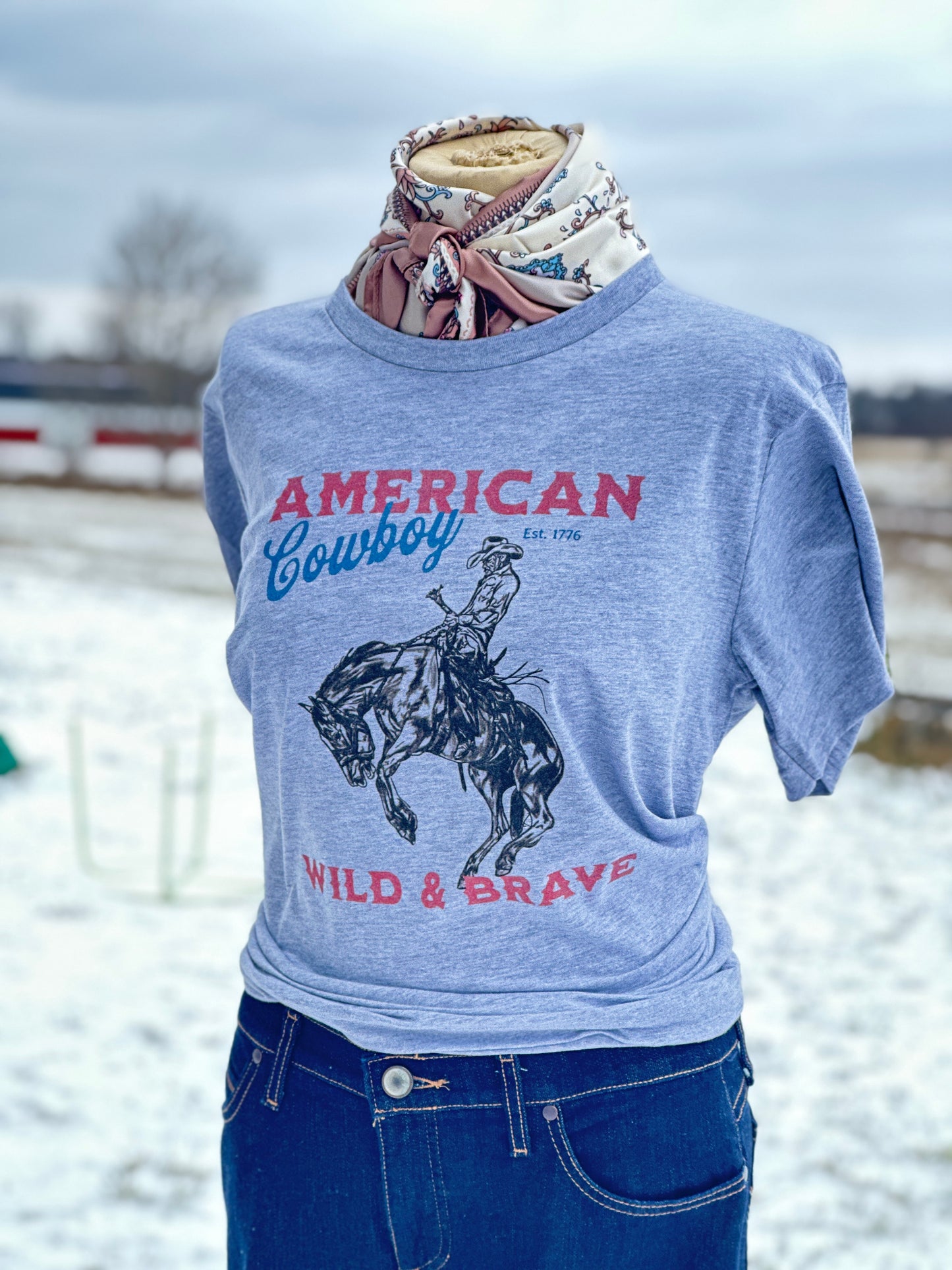 Vintage American Cowboy: Wild & Brave Graphic T-shirt