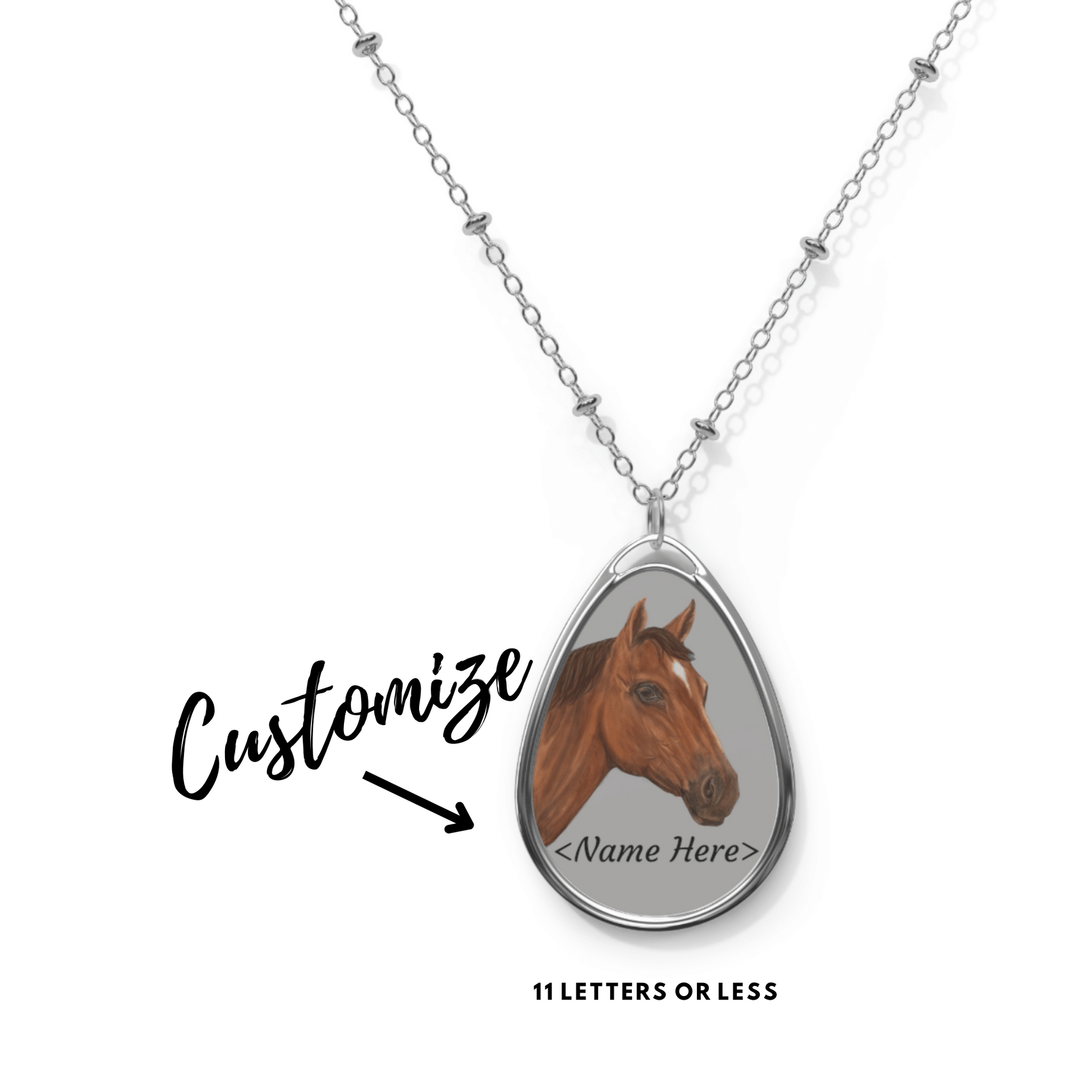 Custom Name Horse Oval Necklace Millville Ridge Farm