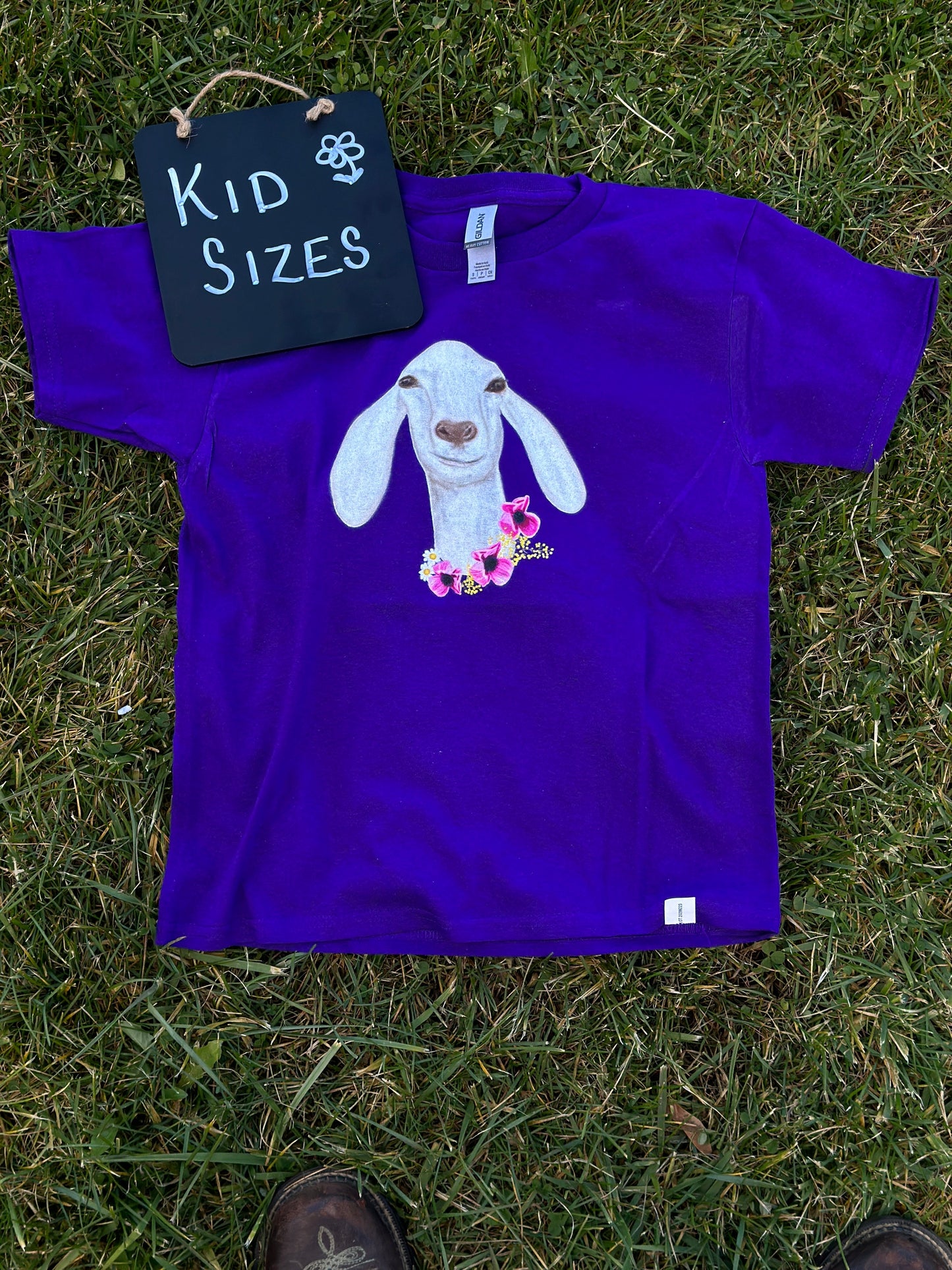 Kid Goat with Wreath T-shirt Millville Ridge Farm