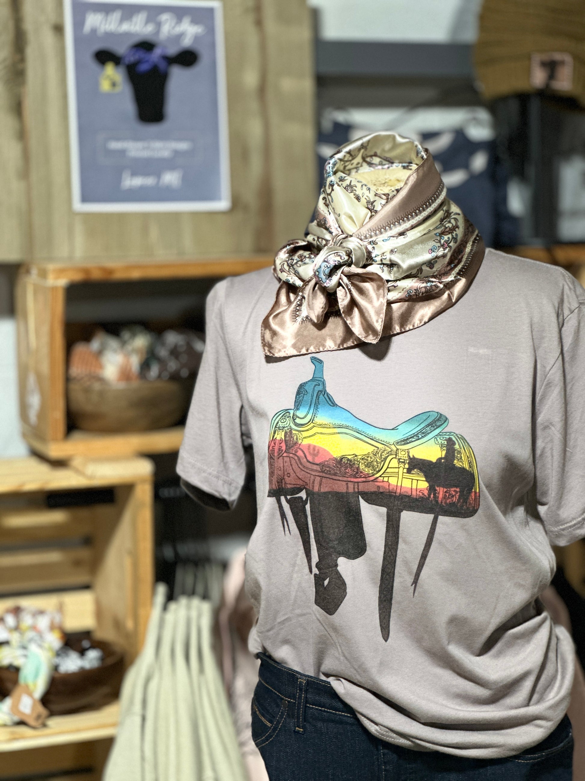 Sunset Saddle Graphic T-shirt Millville Ridge Farm