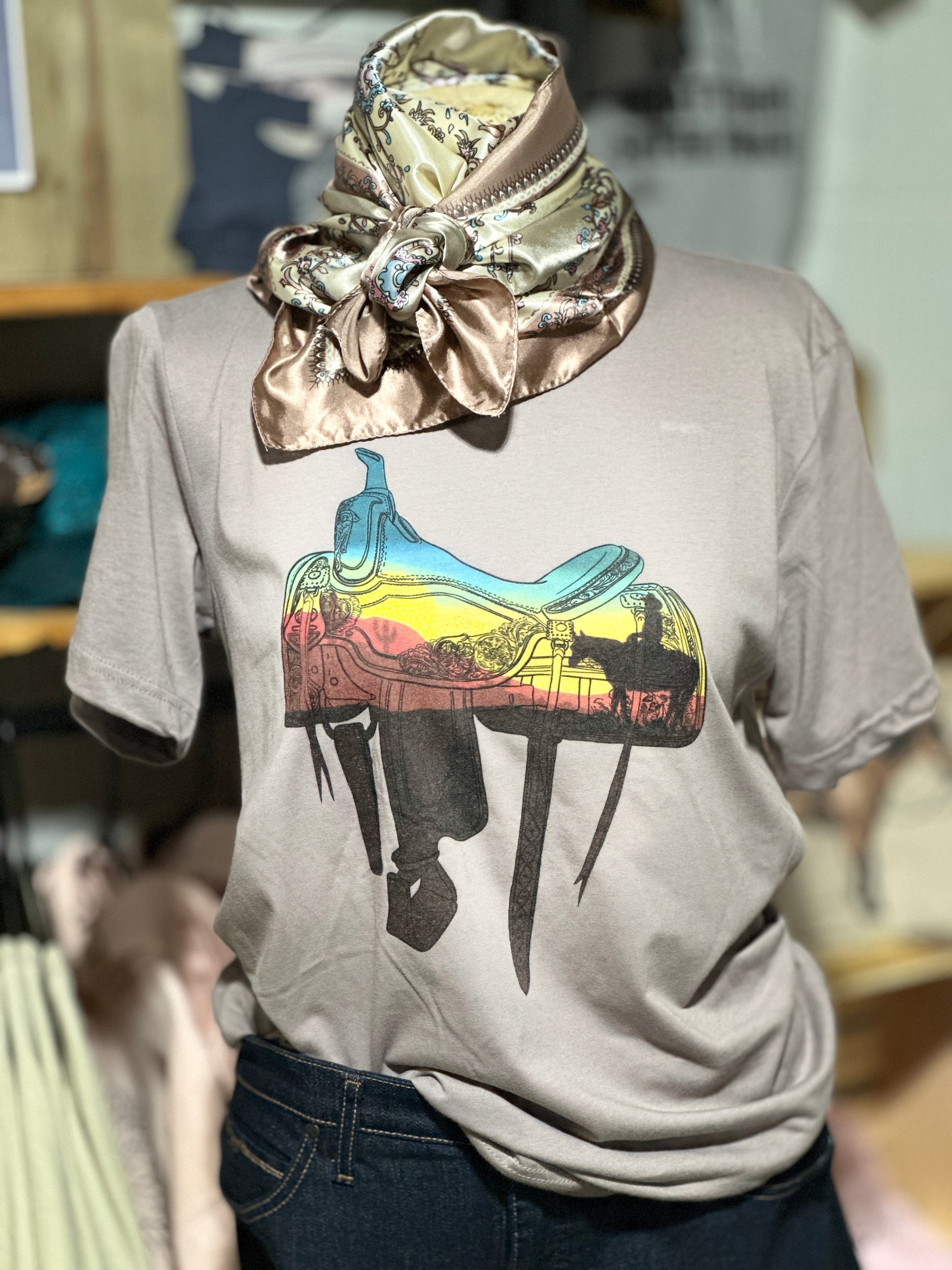 Sunset Saddle Graphic T-shirt Millville Ridge Farm