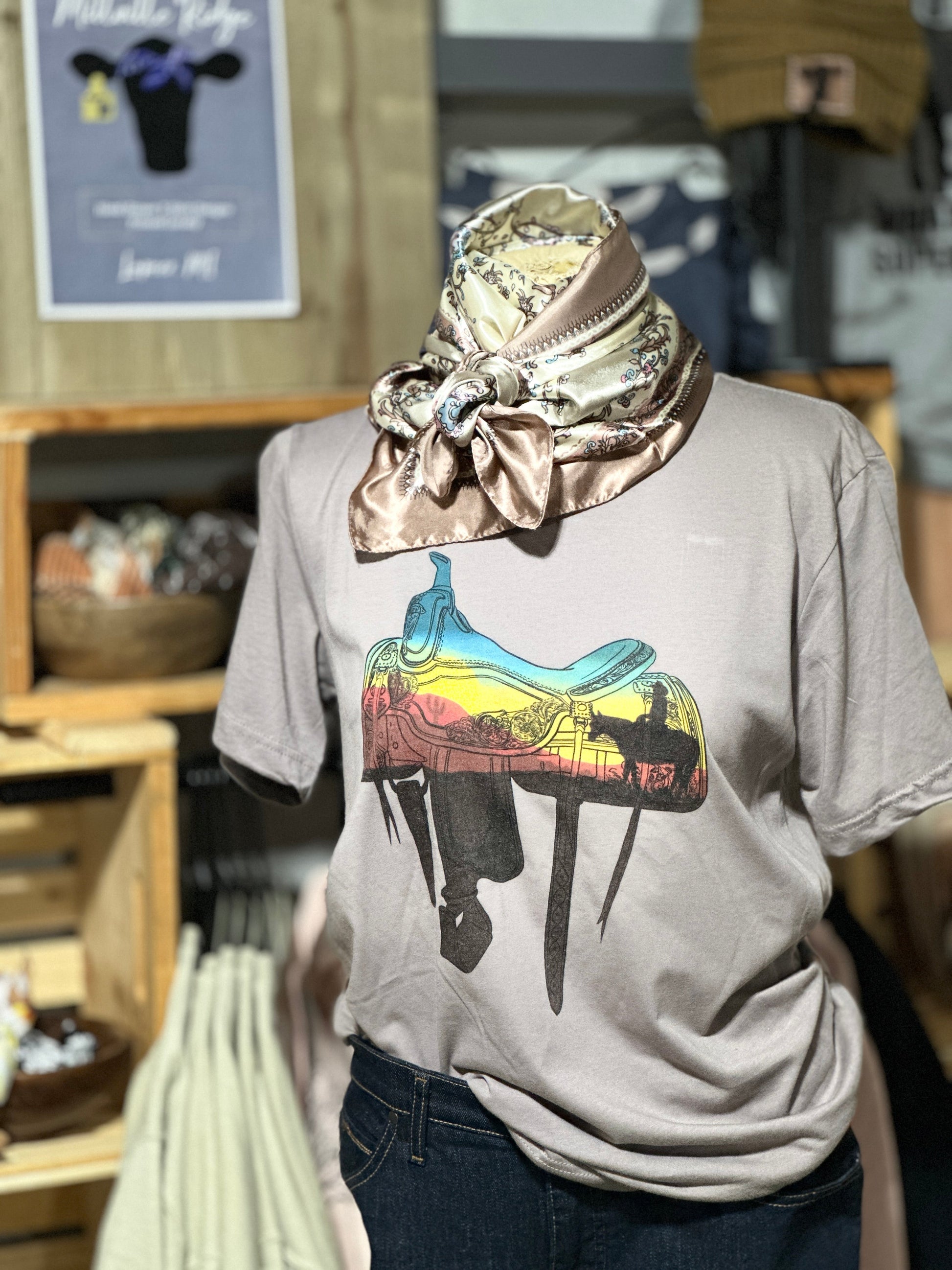 Sunset Saddle Graphic T-shirt Millville Ridge Farm