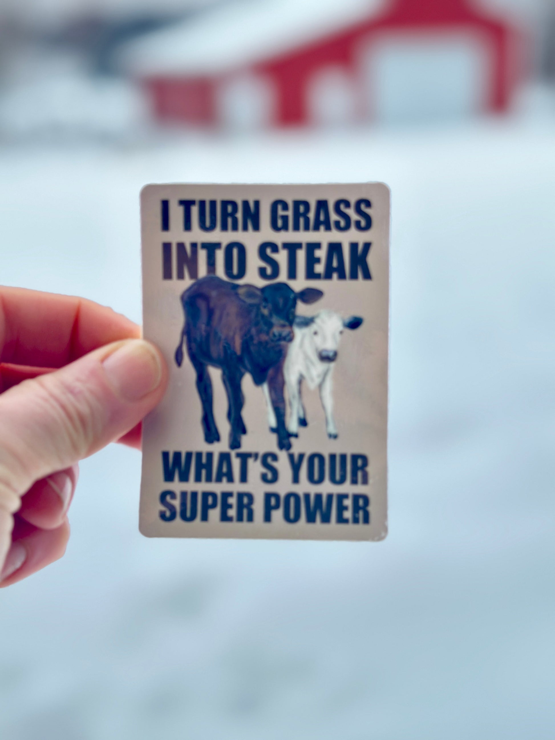 Superpower: I Turn Grass Into Steak Vinyl Sticker Millville Ridge Farm