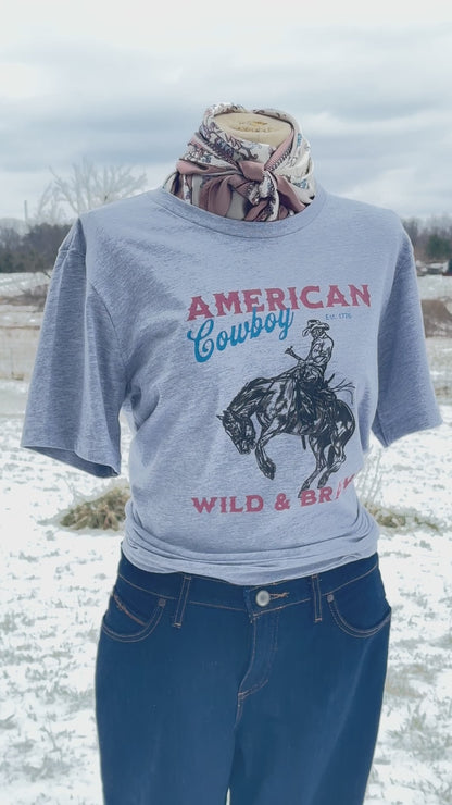 Vintage American Cowboy: Wild & Brave Graphic T-shirt